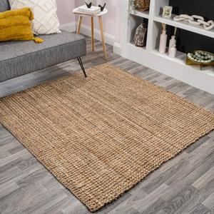 JONATHAN Y Pata Hand Woven Chunky Jute Natural 8x8 Square Indoor Area Rug, Bohemian, Rustic, Cottage, Easy-Cleaning for Living Room, Bedroom, Kitchen, Non-Shedding (NRF102A-8SQ)