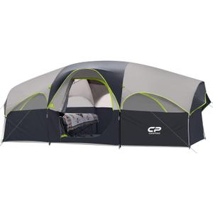 CAMPROS CP 8 Person Camping Tent, Room Divider, Rainfly, Weather Resistant, 168"L x 108"W x 72"H