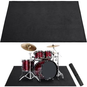Invech Drum Rug 5 x 6.6 Ft, Black Drum Mat Non-Slip with Grip Bottom, Sound Proof Drum Floor Mat for Electrical Drum, Drum Accessories Gift for Drummers and Kids