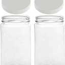 JARMING COLLECTIONS 32oz Extra Wide Mouth Glass Storage Jar with BPA-Free Plastic Lid  Quart Size Airtight Mason Jar for Kitchen, Pantry, and Food Storage (Set of 2)