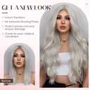 S-noilite Long Wavy Wig 24inch Grey Long Wigs for Women Middle Part Natural Looking Synthetic Wigs for Cospaly Daily Use