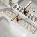 23.6'' Long Stone Faucet Mat for Kitchen Sink-Diatomite Quick Dry Kitchen Sink Splash Guard,Super Absorbent,Drying Stone Sink Tray,Sink Stone Quick Dry Around Faucet For Bathroom Counter (White)