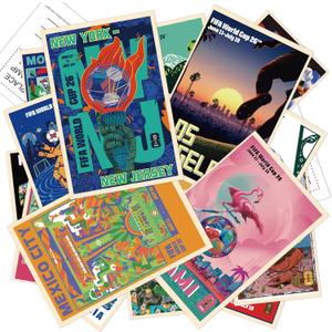 EIHFHIE 2026 World Cup Postcards Pack - World Cup Decorations Merchandise - Host City Iconic Landmarks Postcards - 4 x 6 in, 32 Count, 16 Designs