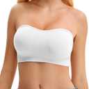 Strapless Bras for Women, Wireless Push Up Non-Slip Bandeau Bra, Padded Tube Top Everyday Bralette, 3-Pack, Size M