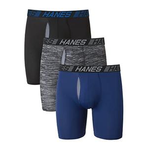 Hanes Total Support Pouch Men's Boxer Briefs Pack, Anti-Chafing, Moisture-Wicking Underwear with Cooling 2 XL,, Blue/Grey/Black
