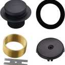Black Tub Drain Tip-Toe Tub Trim Set Conversion Kit Assembly, Hidrop Bathtub Drain Replacement Trim Kit with 1-Hole Overflow Faceplate and Universal Fine/Coarse Thread, Matte Black