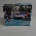 INTEX 58825EP River Run 1 Inflatable Floating Lounge: Comfortable Backrest  Built-in Cup Holders  Durable Grab Handles  All Around Grab Rope  220lb Weight Capacity Blue
