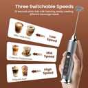YUSWKO Silver Milk Frother Wand for Coffee with Stand, Handheld Coffee Frother, Rechargeable Drink Mixer, Waterproof Electric Whisk