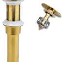 Bathroom Sink Drain, Gold Drain Stopper Bathroom Sink Without Overflow,Pop Up Drain Assembly with Detachable Strainer Basket,Built-in Anti-Clogging Strainer,Stainless Steel