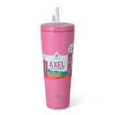 Manna Ranger Double-wall Insulated Stainless Steel Tumbler with Leak-proof Smart Seal Lid and Reusable Tritan Straw - 26 Oz - Pink