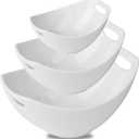 Gomakren Serving Bowls with Handles, Serving Dishes, Porcelain Salad Bowls Mixing Bowl for Entertaining, Nesting Bowl Set of 3, Microwave Dishwasher Safe, 15/28/47 oz, White