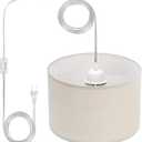 PATIKIL Plug in Pendant Light, 15Ft Rope Cord Hanging Lamp Fixture with ON/Off Switch, Linen Fabric Shade E26/E27 Bulb Socket for Bedroom Kitchen Living Room, Light Linen