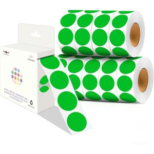 PARLAIM 1 Inch Round Adhesive Color-Code Dot Stickers,10000per 10 Rolls dots Label Dispenser Box, Green Circle Stickers Label for Office Home (Green)