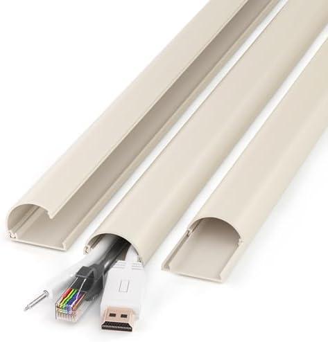 Cord Hider 42.5in (3X L14.2in), Cable Hider for 2-4 Cords, Cord Covers for Wires on Wall, Wire Covers for Cords Wall Mount TV, Cable Cover Wall Wire Hider for Cords, Cable Raceway W1.4inxH0.7in Beige