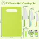 2 x 7 Pcs Montessori Kids Knife Set for Real Cooking, BPA Free Kitchen Cooking Tools Toys for 3-12 Year Old Boys Girls, Toddlers Knife Set with Peeler, Cutting Board and Cookie Cutter for Kids Gift
