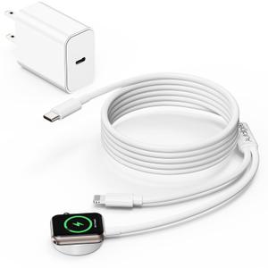 Upgraded [MFi Certified] 2 in 1 for Apple Watch Charger,USB C to Lighting Cable,Fast Charging Cable with 20W Wall Charger for iWatch Series 10/9/8/7/6/5/SE/Ultra & iPhone 14/13/12,for AirPods (4FT)