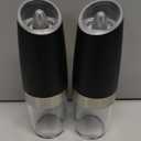 CIRCLE JOY Gravity Electric Salt and Pepper Grinder Set Automatic Salt and Pepper Grinder Set with LED Light, Battery Operated, Adjustable Coarseness, Large Capacity, for Home Kitchen BBQ, Black