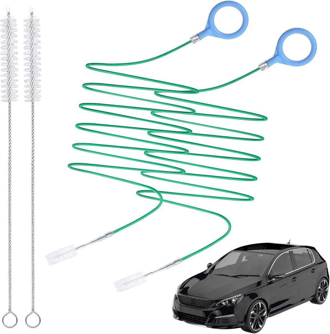 4PCS Auto Sunroof Drain Cleaning Tool, 196in Extra-Long Car Drain Cleaning Brush, Flexible Rotatable Pipe Cleaner Brush for Car Sunroof Wiper Windshield Drains Hole