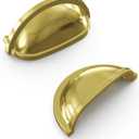 Hickory Hardware 1 Pack Solid Core Kitchen Cabinet Pulls, Luxury Cabinet Handles, Hardware for Doors & Dresser Drawers, 3 Inch Hole Center, Polished Brass, Williamsburg Collection