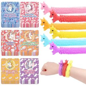 Gocozer 30-Pack Valentine's Day Cards with Stretchy String Toys – Unicorn Noodles & Fidget Toys for Kids, Kids Valentines Exchange Gifts Ideas Preschool Valentine Gifts Favors