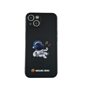 2 x Yonds Queen for iPhone 14 Plus Cute Case, Cool Cartoon Astronaut Space Planet Rocket Design Stylish Bumper Cover Protective Anti-Slip Shockproof Fashion Case(iPhone 14 Plus, Earphone Music)