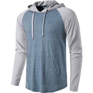 SIR7 Men's Gym Workout Active Long Sleeve Pullover Lightweight Hoodie Casual Hooded Sweatshirts (M)