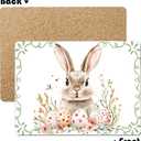 Cork Placemat Set of 4 - Cork-Back Heat Resistant Place Mats, 16"x12" Spring Bunny Eggs Table Mats for Easter Farmhouse Holiday Dining Party Decoration