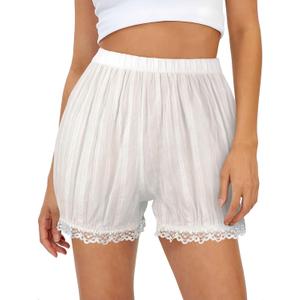 Women's Cotton Shorts Lolita Pumpkin Bloomers Victorian Kawaii Short Pants for Cosplay Casual Wear (Large, White)