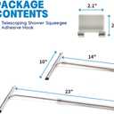 Shower Squeegee with Long Handle and Adhesive Hook. for Glass Doors, Tile Walls, Mirrors and Windows. Telescoping Squeegee for Cleaning. Bathroom Stainless Steel Squeegee, 10inch Wide, Chrome 1pk, pack of 1