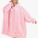 Kipswiza Blanket Hoodie - Wearable Blankets Oversized Cozy Flannel Sweatshirt Blanket as Gifts for Adult Women Men , A Pink, M