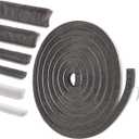 Self-Adhesive Weather Stripping Seal for Doors & Windows  Soundproof Insulation Gap Filler for Sliding, Exterior, Front, and Jamb Frames  0.9" x 0.35" x 16.5 ft, Gray