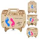 DIY Baby Footprint Art Craft Kit for Fathers, Personalized First Father's Day Gifts from Baby for New Dad, Birthday Gift for Newborn Footprint Sign Kit, DIY Baby Keepsake Sign Plaque (Toolbox)