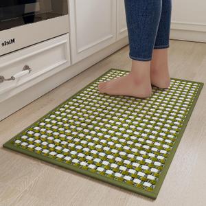 YDKGL Kitchen Mats for Floor, Super Absorbent Kitchen Rugs Non Slip Washable, Rubber Backing Soft Chenille Braided Kitchen Runner Rug Standing Mat Sink Mat, Easy to Clean, Green 17"x30"