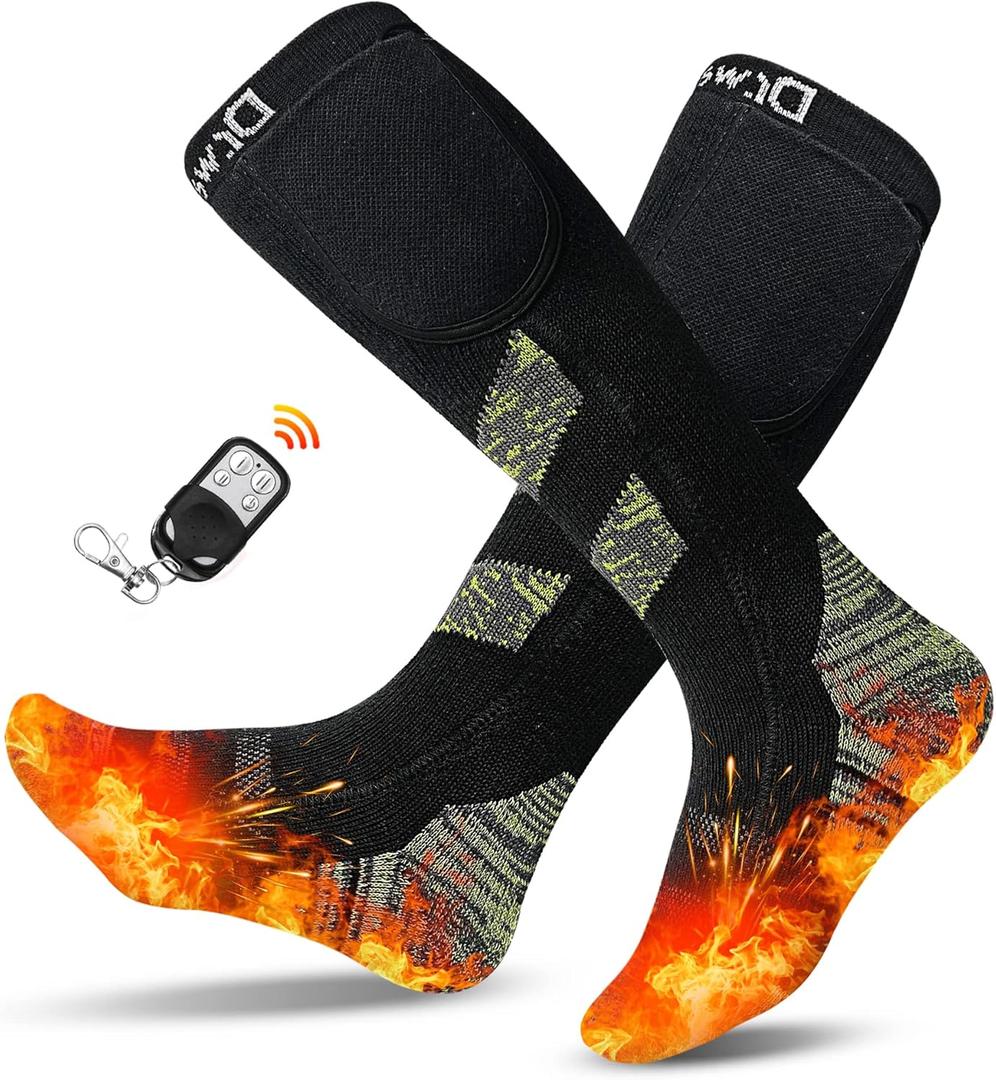 Remote Control Heated Socks for Men Women, 7.4V 2600mAh Rechargeable Electric Socks, Thermal Socks Foot Warmer for Outdoor Riding Camping Hiking Skiing by Dr.Warm (Small)
