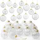 Liliful 24 Pcs Clear Glass Christmas Ball Ornaments 2.36 Inch Glass Christmas Tree Decorations Xmas Tree Hanging Balls Ornaments Decoration for Trees Xmas Holiday Party Decor Gift