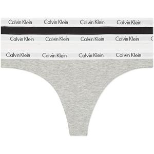 Calvin Klein Women's Carousel Logo Cotton Stretch Thong Panties, 3 Pack (X-Large, Black /white/Gray)