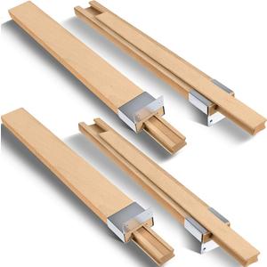 Maitys 4 Pcs 16 Inches (Actually 40cm) Wooden Drawer Slides Bottom Mount Classic Center Guide Track with Metal Slide Glides Traditional Wood Drawer Rails for Dresser Replacement
