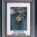 Beyond Your Thoughts 5x7 Picture Photo Frame 1 Pack Antique with Matted for 4X6 Peacock Blue Color Plastic, Vertical or Horizontal, Table Top and Wall Mounting Display