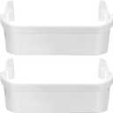 PartsBroz 240351601 Freezer Door Shelf Bin (2-Pack) for Frigidaire Freezer Door Shelf Replacement, Kenmore, Westinghouse Refrigerator Freezer White Bottom Lower Side Shelves AP2115974 PS430027