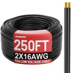Energeaster 250FT 16 Gauge Low Voltage Landscape Wire 2 Conductors Low-Voltage Wire Hookup LED Lighting Strips Flexible Cable Copper Clad Aluminum(16AWG 250FT)