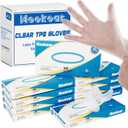Meekear 1000 PCS TPE Disposable Gloves, X-Large Clear Latex-free & Powder-Free Food Safe Cleaning One-time-use Gloves, X-Large, 4 Mil