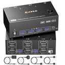 KVM Switch 3 Monitors 2 Computers 8K@60Hz,Triple Monitor KVM Switch for Running Two Computers Across 3 Monitors, Sharing 4 USB 3.0 Devices, with Wired Remote & USB Cable