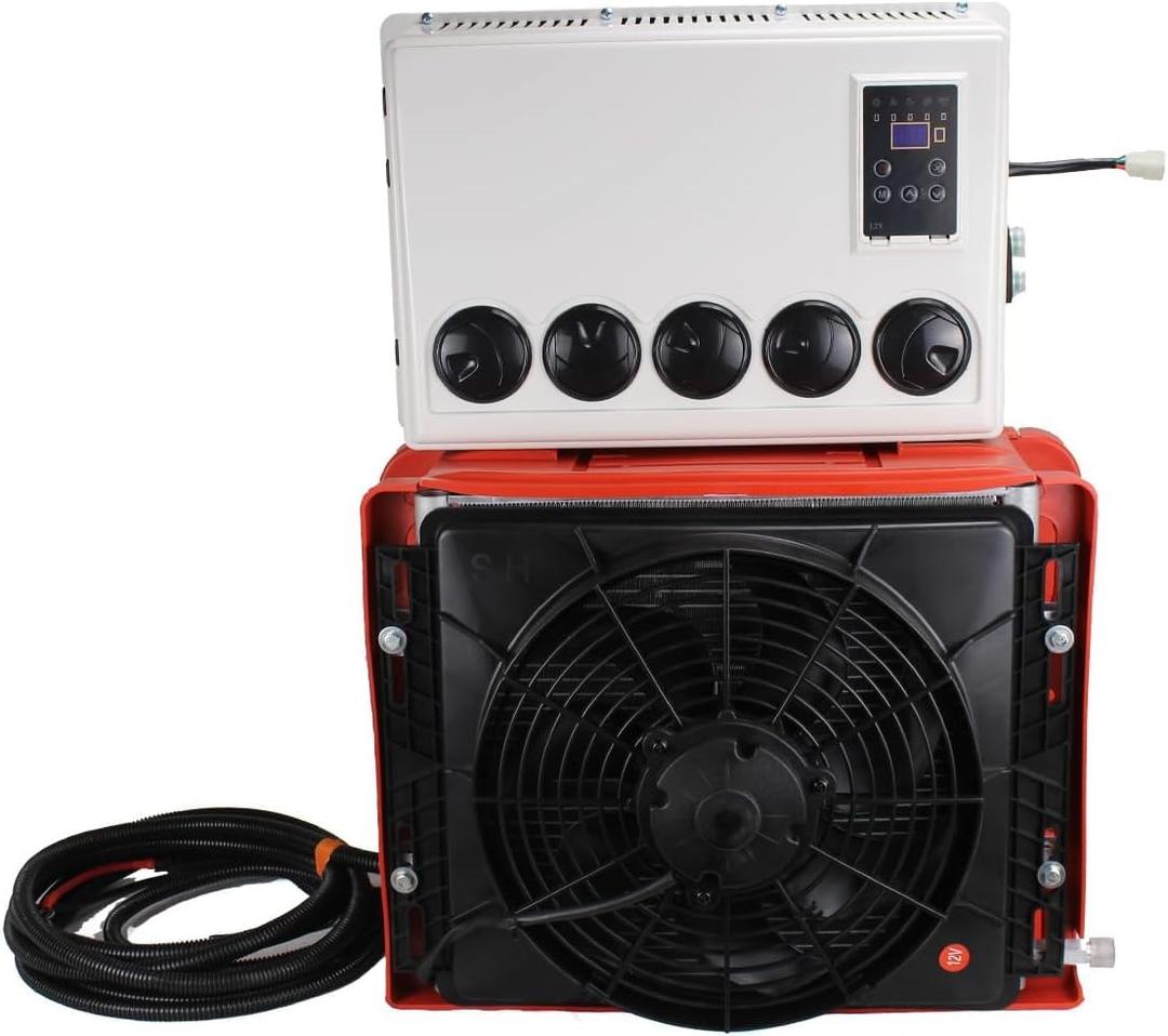 12V DC RV Air Conditioner, 12 Volt Split Air Conditioner,1800W Cooling Power, Mini Cooling System AC Unit Fits for RVs, Vans, Semi Truck, Cranes, Construction Vehicles, Excavators, Harvesters