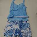 Girls Swimsuit 2 Piece Halterneck Girls Tankini Swimsuit Drawstring Printed Swim Shorts Girl Bathing Suit for 7-16T (13-14 Years, Sky Blue)