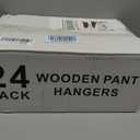 Amber Home 24 Pack Natural Wooden Pants Hangers with Clips, Wood Skirt Hangers Trouser Hangers for Jeans, Slacks, Shorts with 2-Adjustable Clips