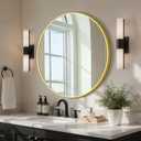 Gold Round Bathroom Mirror, 22” Vanity Circle Wall Mirror | Bathroom Mirrors for Over Sink, HD Tempered Glass, Anti-Rust Metal Frame, for Living Room, Bedroom, Entryway