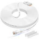 Ethernet Cable 100 ft, High Speed Cat 6e/Cat 6 Long Ethernet Cable with Snagless Rj45 Connector, High Speed Patch Cord Than Cat5e/Cat5, Flat White Shielded LAN Cable for Modem