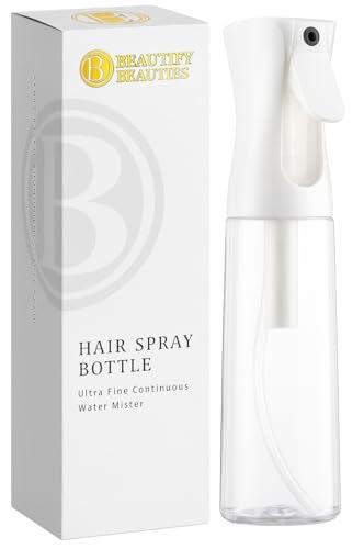 BeautifyBeauties Spray Bottle For Hair – Continuous Mister Spray Bottle for Hairstyling, Cleaning, Plants, Pets, Barbers, Salons, Essential Oil Scents, 10.1 Ounce