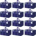 10 Pack Extra Heavy Duty Large Moving Bags with Strong Zipper & Comfortable Handles, Sturdy & Durable Clothes Storage Bags Totes Bins, Packing Moving Boxes for College Supplies, Dark Blue