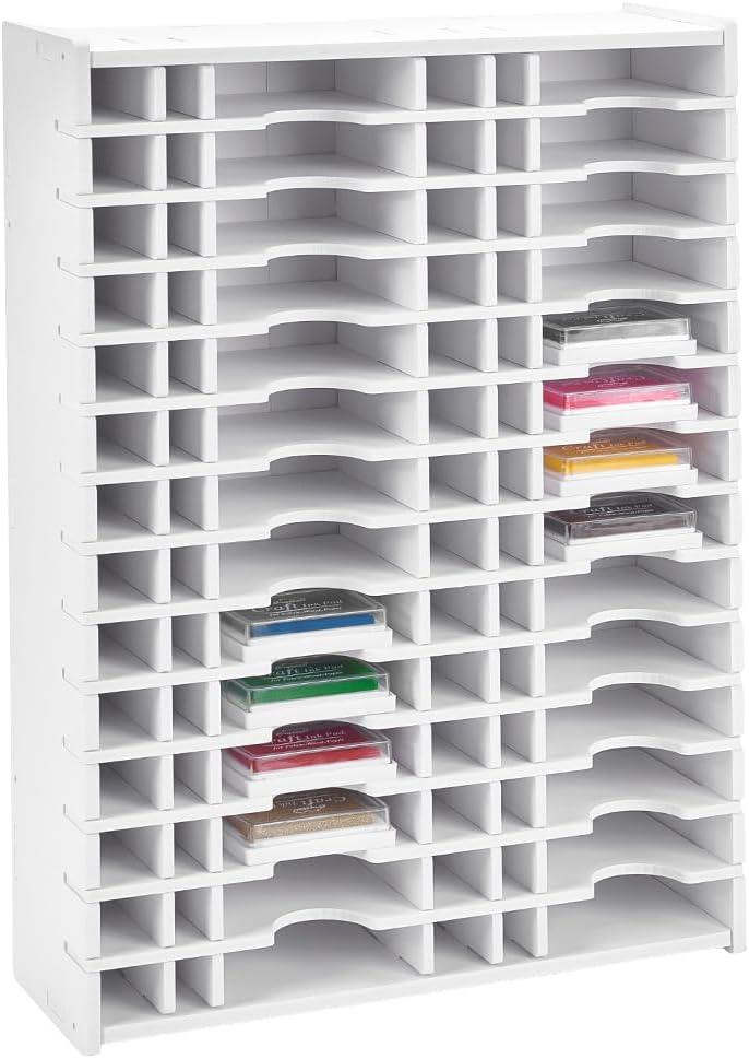 UNICRAFTALE Ink Pad Storage Rack Stamp Organizer Holder for Desktop 28 Grids Inkpad Storage Box Inkpad Tray Organizer Rack Ink Pad Combo Racks for Stackable Wall Mount 33.3x10.8x45cm